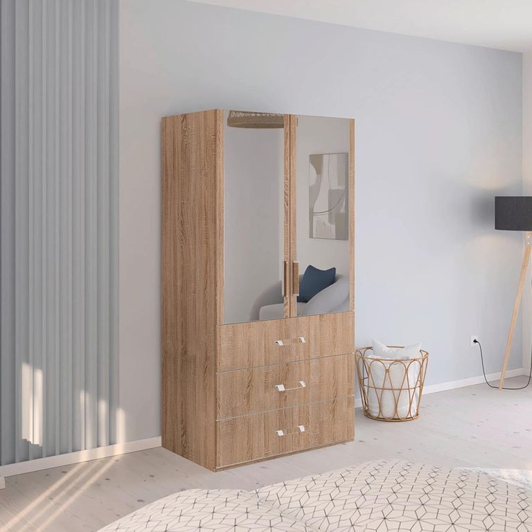Rauch Evelyn 101cm 2 Door Combi Wardrobe - H 197cm - Sonoma Oak