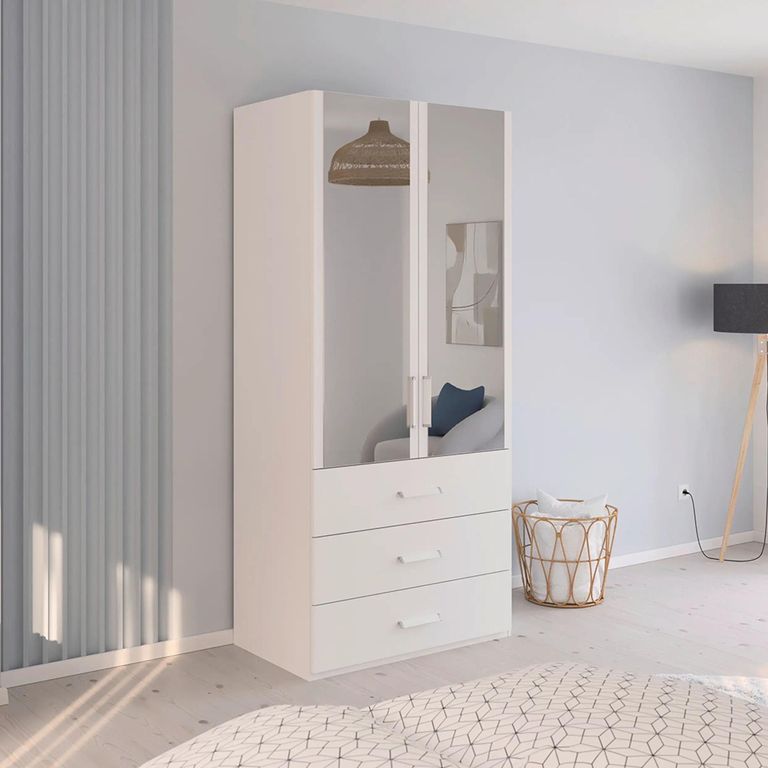 Evelyn Wardrobe - 101cm - 2 Door - Combi - H 223cm - Alpine White