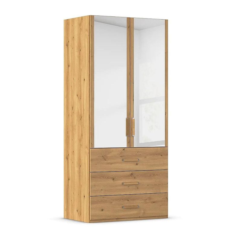 Evelyn Wardrobe - 101cm - 2 Door - Combi - H 223cm - Wild Oak