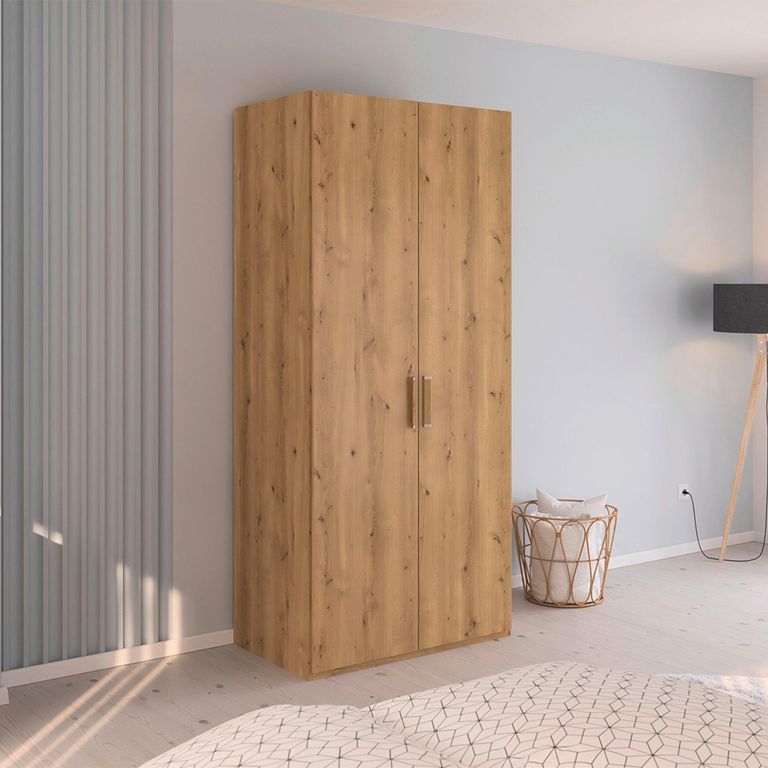 Evelyn Wardrobe - 101cm - 2 Door - H 223cm - Wild Oak