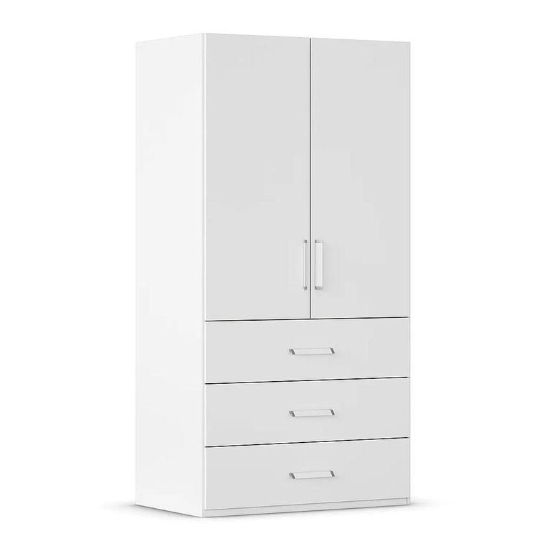 Evelyn Wardrobe - 101cm - 2 Door - H 197cm - with Drawer - Alpine White