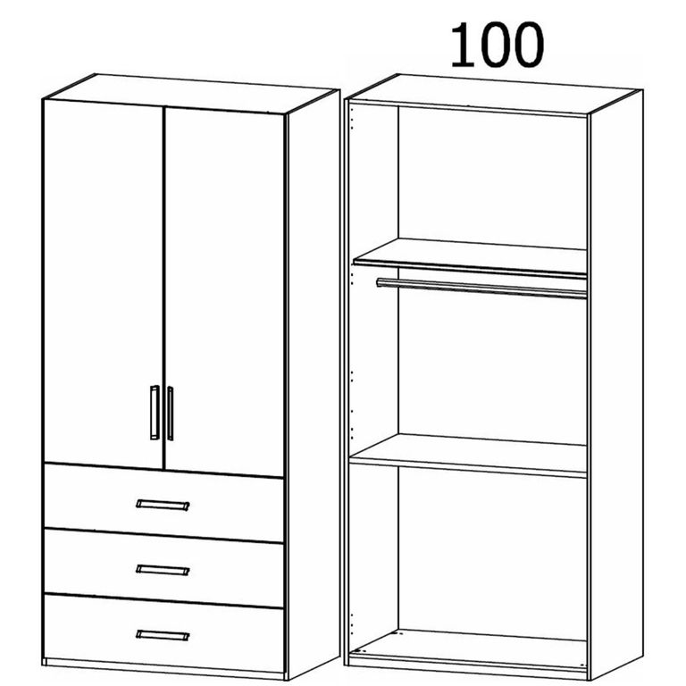 Evelyn Wardrobe - 101cm - 2 Door - H 197cm - with Drawer - Wild Oak