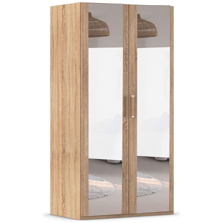 Evelyn Mirror Wardrobe - 101cm - 2 Door - H 197cm - Sonoma Oak