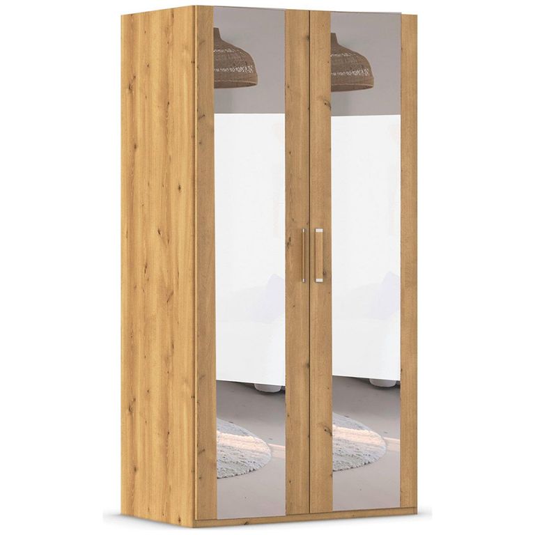 Evelyn Mirror Wardrobe - 101cm - 2 Door - H 197cm - Wild Oak