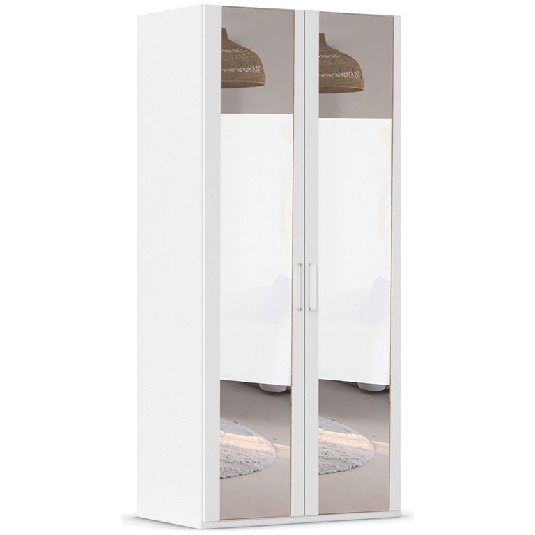 Evelyn Mirror Wardrobe - 101cm - 2 Door - H 223cm - Alpine White