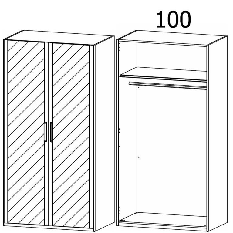 Evelyn Mirror Wardrobe - 101cm - 2 Door - H 223cm - Alpine White