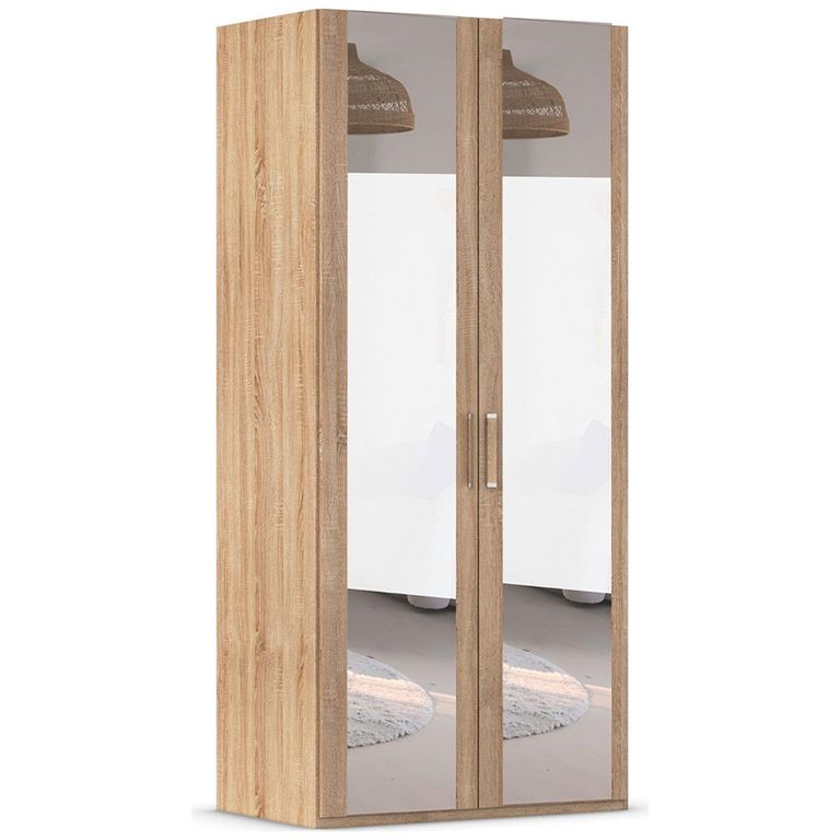 Evelyn Mirror Wardrobe - 101cm - 2 Door - H 223cm - Sonoma Oak
