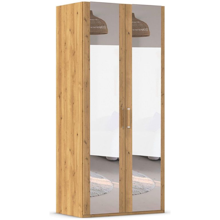 Evelyn Mirror Wardrobe - 101cm - 2 Door - H 223cm - Wild Oak
