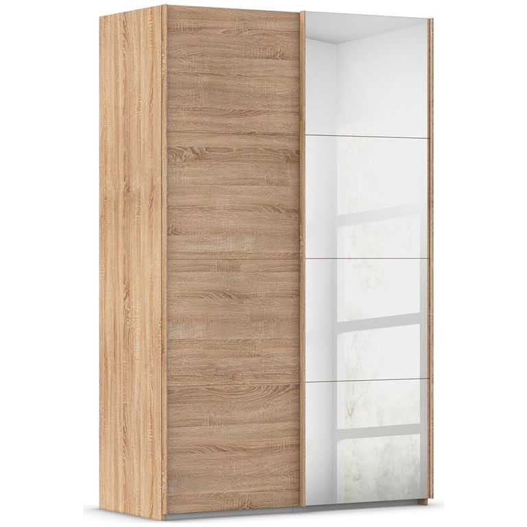 Rauch Evelyn 137cm 2 Door Sliding Wardrobe with Mirror - Sonoma Oak