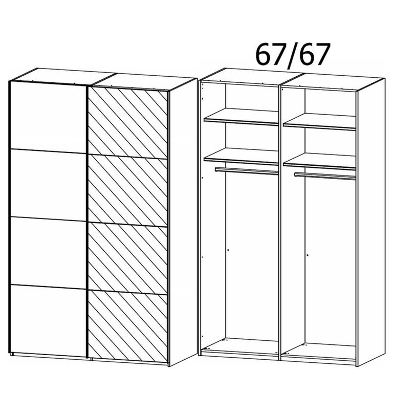 Rauch Evelyn 137cm 2 Door Sliding Wardrobe with Mirror - Wild Oak