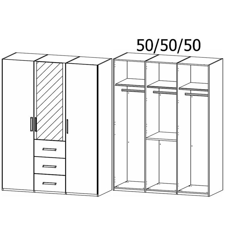 Evelyn Wardrobe - 151cm - 3 Door - Combi - H 223cm - Wild Oak