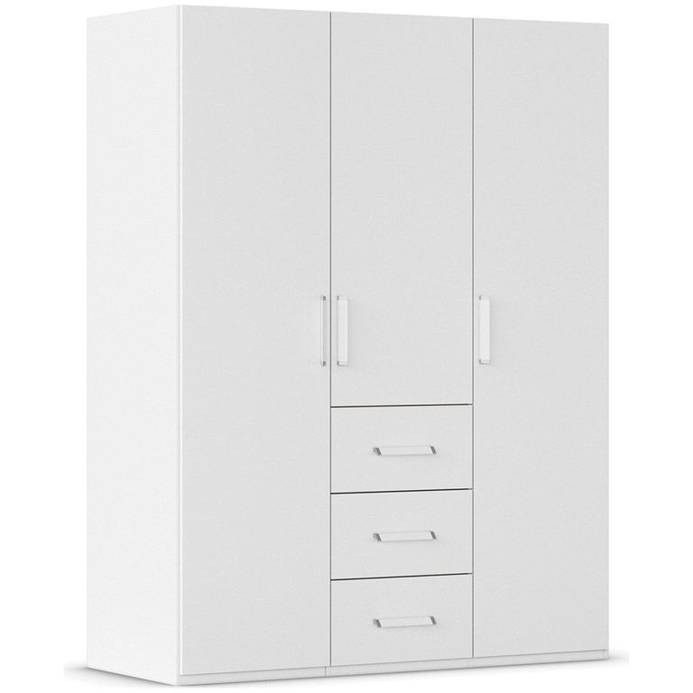 Evelyn Wardrobe - 151cm - 3 Door - H 197cm - with Drawer - Alpine White