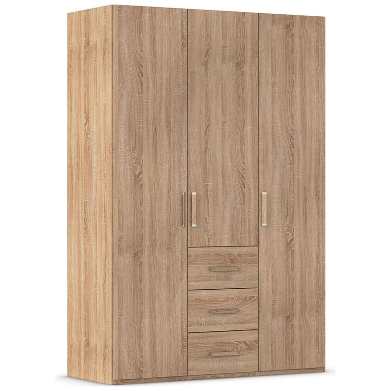 Evelyn Wardrobe - 151cm - 3 Door - H 223cm - with Drawer - Sonoma Oak