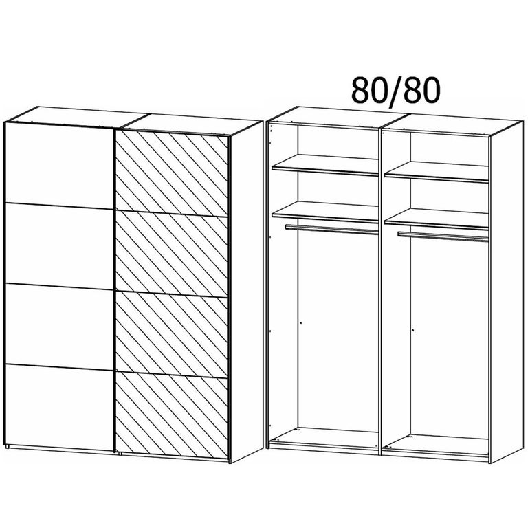 Rauch Evelyn 162cm 2 Door Sliding Wardrobe with Mirror - Wild Oak