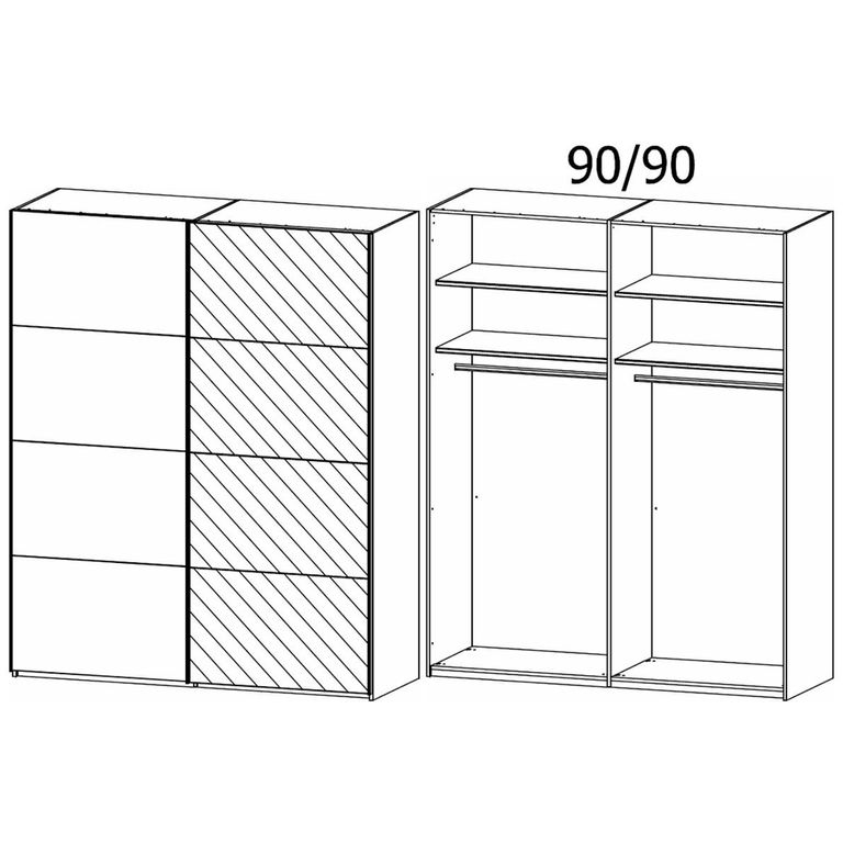 Rauch Evelyn 181cm 2 Door Sliding Wardrobe with Mirror - Wild Oak