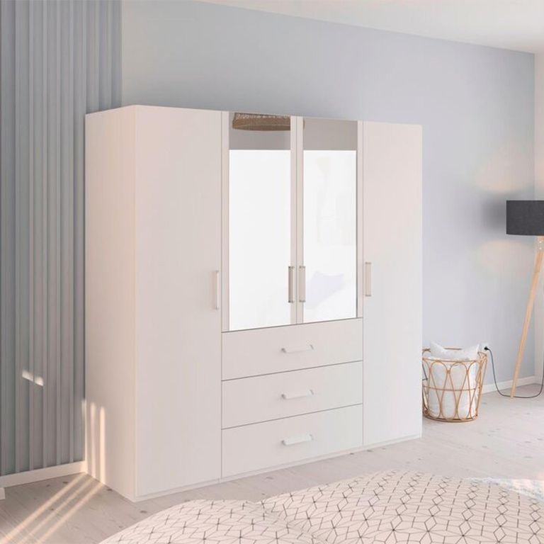 Evelyn Wardrobe - 201cm - 4 Door - Combi - H 197cm - Alpine White