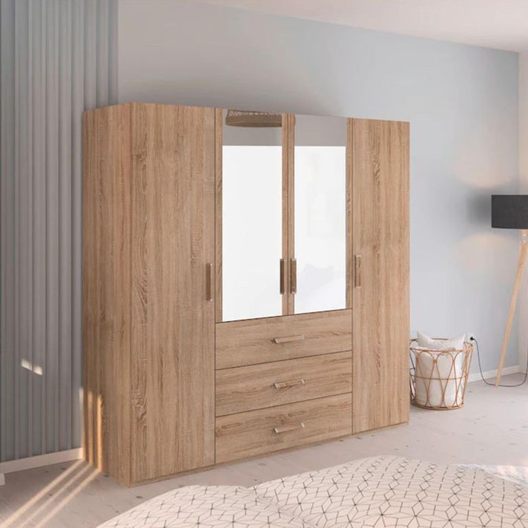 Evelyn Wardrobe - 201cm - 4 Door - Combi - H 197cm - Sonoma Oak