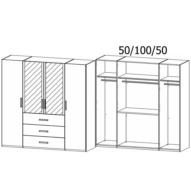Evelyn Wardrobe - 201cm - 4 Door - Combi - H 223cm - Sonoma Oak