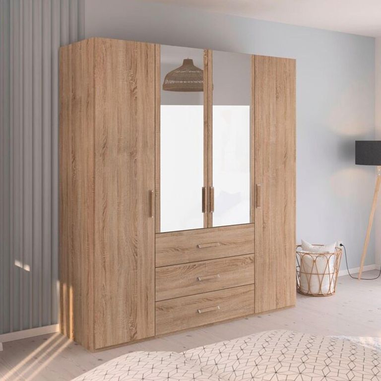 Evelyn Wardrobe - 201cm - 4 Door - Combi - H 223cm - Sonoma Oak