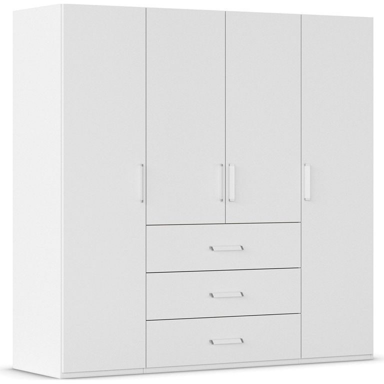 Evelyn Wardrobe - 201cm - 4 Door - H 197cm - with Drawer - Alpine White