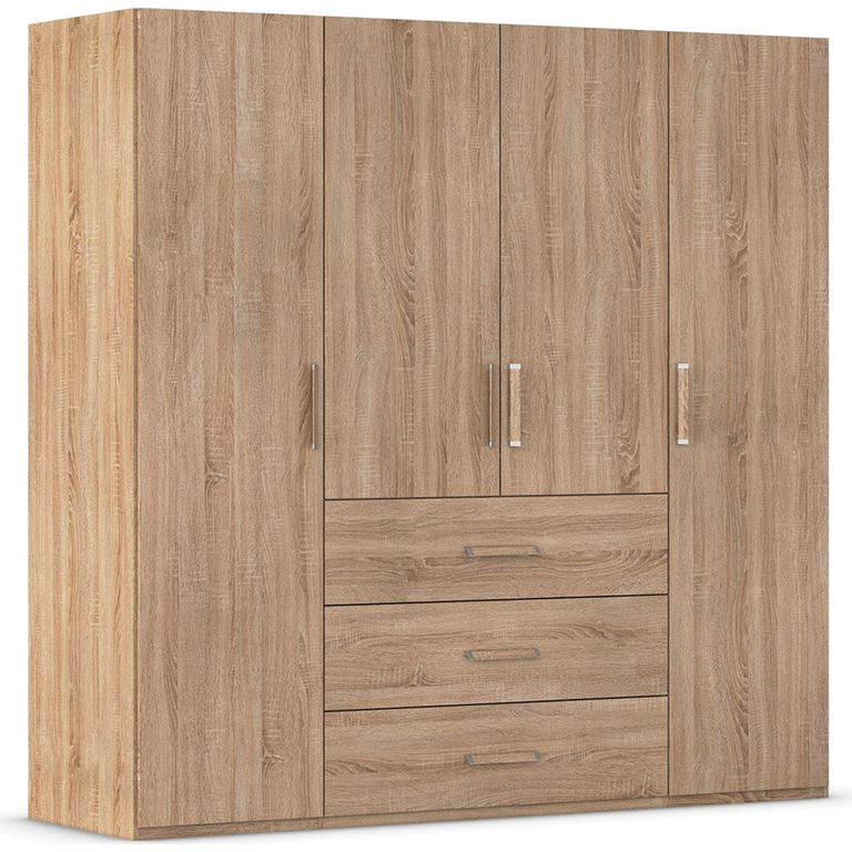 Evelyn Wardrobe - 201cm - 4 Door - H 197cm - with Drawer - Sonoma Oak