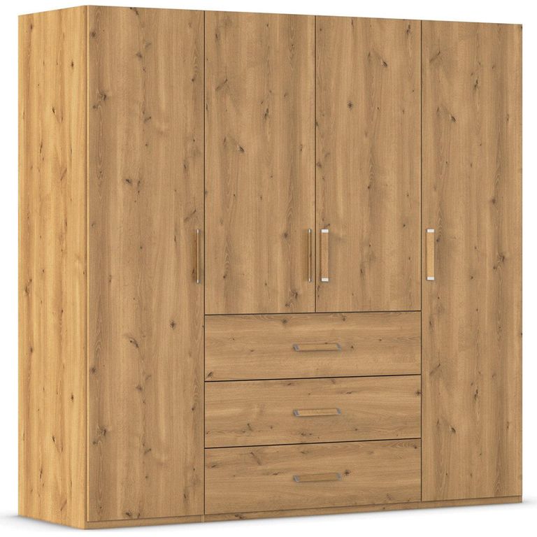Evelyn Wardrobe - 201cm - 4 Door - H 197cm - with Drawer - Wild Oak