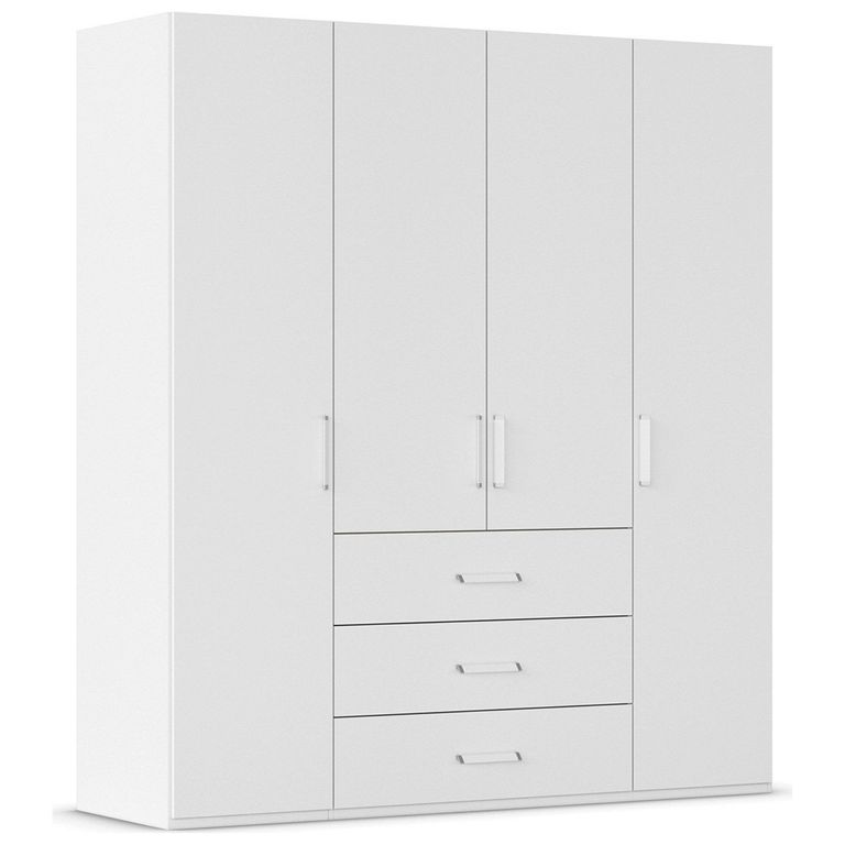 Evelyn Wardrobe - 201cm - 4 Door - H 223cm - with Drawer - Alpine White