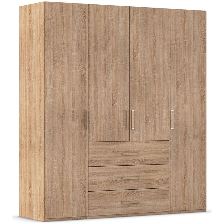 Evelyn Wardrobe - 201cm - 4 Door - H 223cm - with Drawer - Sonoma Oak