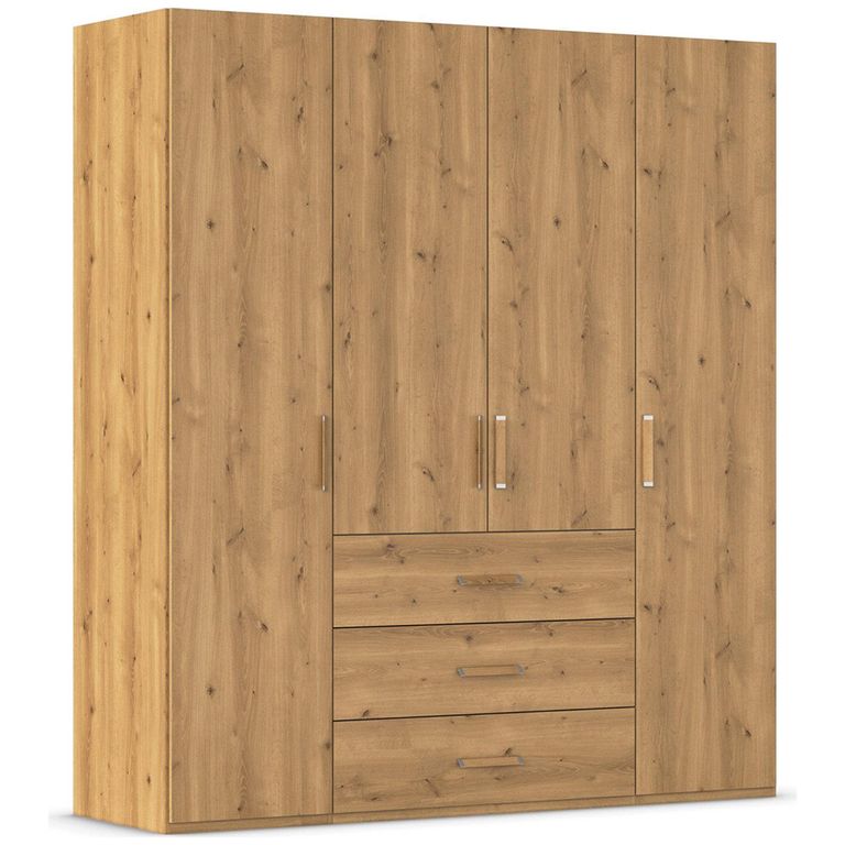 Evelyn Wardrobe - 201cm - 4 Door - H 223cm - with Drawer - Wild Oak