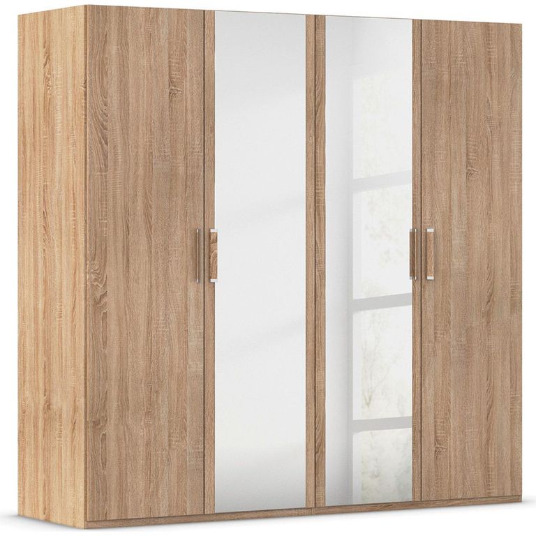 Rauch Evelyn 201cm 4 Door Wardrobe with Mirror - H 197cm - Sonoma Oak