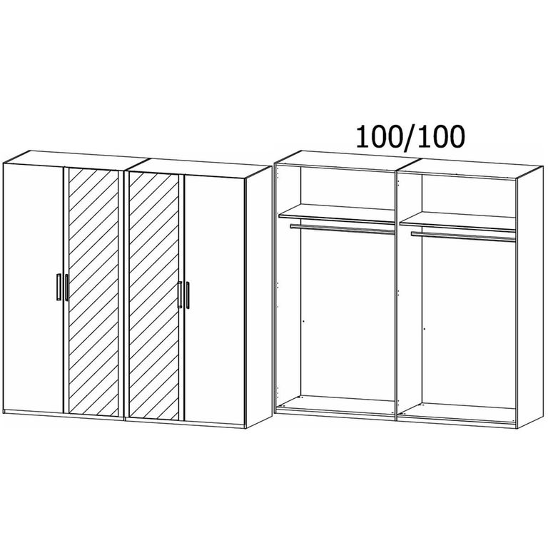 Rauch Evelyn 201cm 4 Door Wardrobe with Mirror - H 223cm - Wild Oak