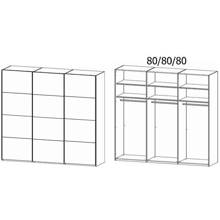 Rauch Evelyn 242cm 3 Door Sliding Wardrobe - Sonoma Oak