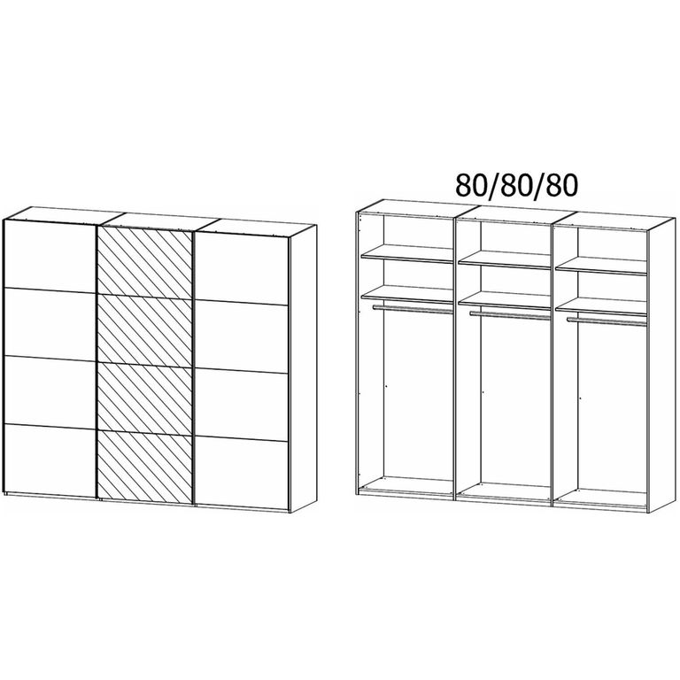 Rauch Evelyn 242cm 3 Door Sliding Wardrobe with Mirror - Sonoma Oak