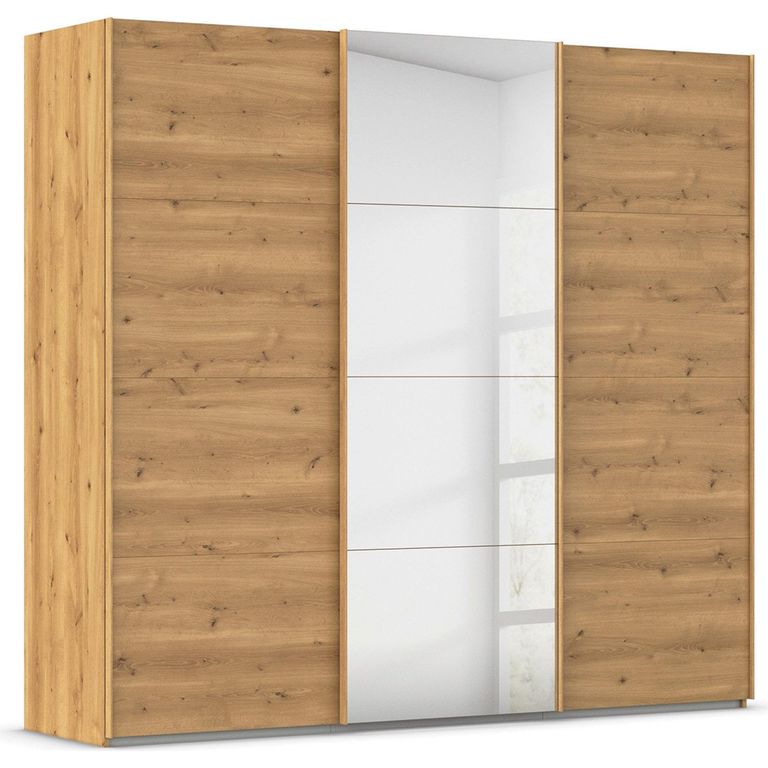 Rauch Evelyn 242cm 3 Door Sliding Wardrobe with Mirror - Wild Oak