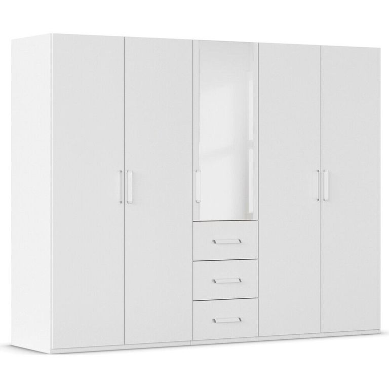 Evelyn Wardrobe - 251cm - 5 Door - Combi - H 197cm - Alpine White