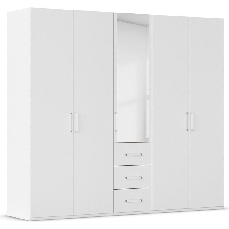 Evelyn Wardrobe - 251cm - 5 Door - Combi - H 223cm - Alpine White
