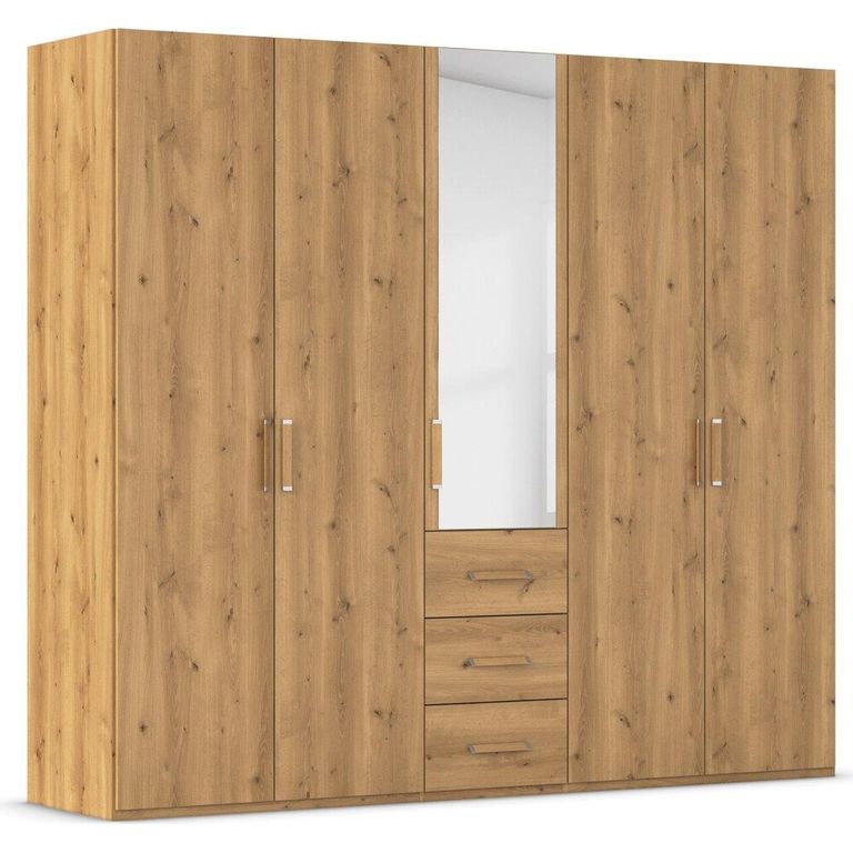 Evelyn Wardrobe - 251cm - 5 Door - Combi - H 223cm - Wild Oak