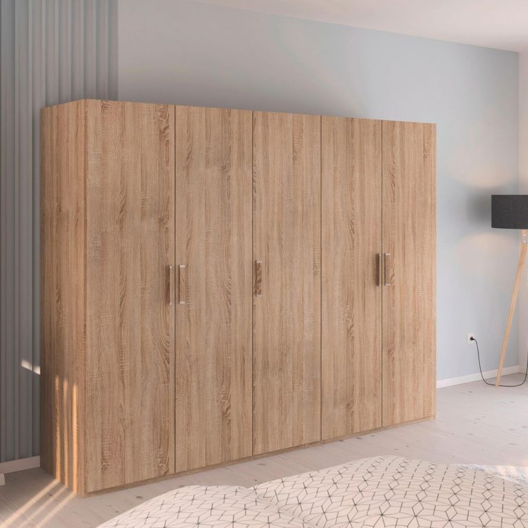 Rauch Evelyn 251cm 5 Door Wardrobe - H 197cm - Sonoma Oak