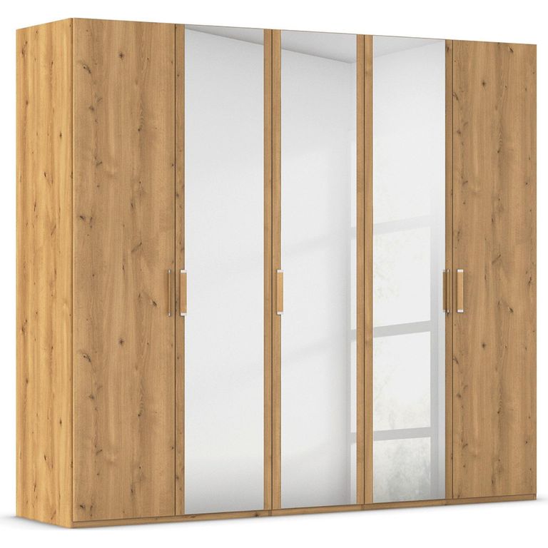 Rauch Evelyn 251cm 5 Door Wardrobe with Mirror - H 223cm - Wild Oak