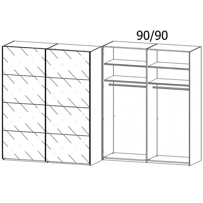 Rauch Filo 181cm 2 Door Mirrored Sliding Wardrobe - Graphite