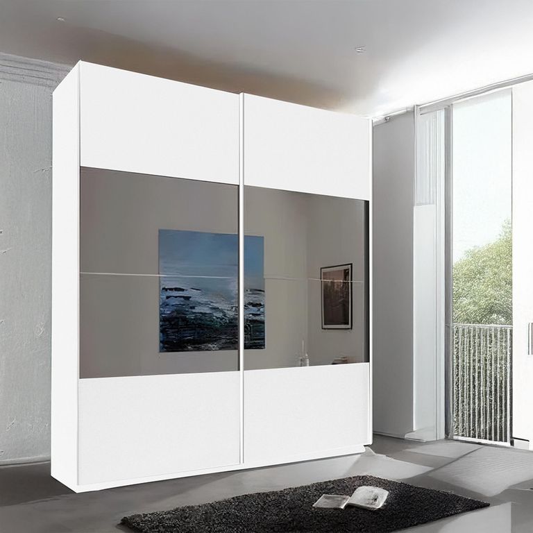 Rauch Filo 181cm 2 Door Sliding Wardrobe with Mirror - Alpine White