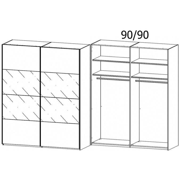 Rauch Filo 181cm 2 Door Sliding Wardrobe with Mirror - Silk Grey