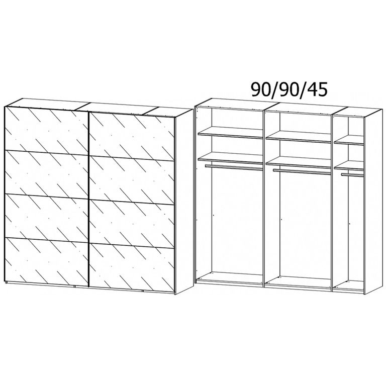 Rauch Filo 226cm 2 Door Mirrored Sliding Wardrobe - Graphite