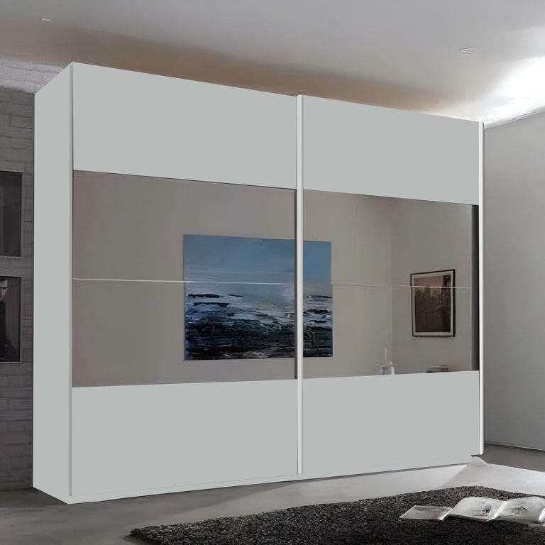 Rauch Filo 226cm 2 Door Sliding Wardrobe with Mirror - Silk Grey