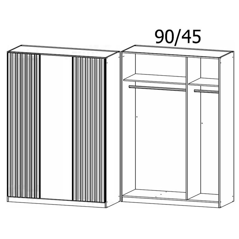 Rauch Genua 136cm 3 Door Wardrobe Type A - Artisan Oak and Metallic Dark Grey