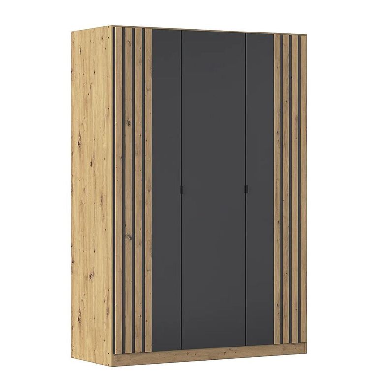 Rauch Genua 136cm 3 Door Wardrobe Type B - Artisan Oak and Metallic Dark Grey
