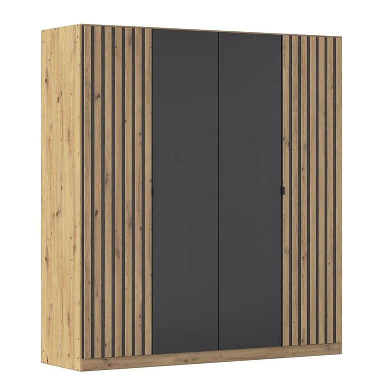 Rauch Genua 181cm 4 Door Wardrobe Type A - Artisan Oak and Metallic Dark Grey