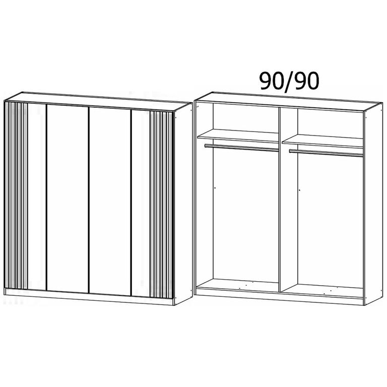 Rauch Genua 181cm 4 Door Wardrobe Type B - Artisan Oak and Metallic Dark Grey