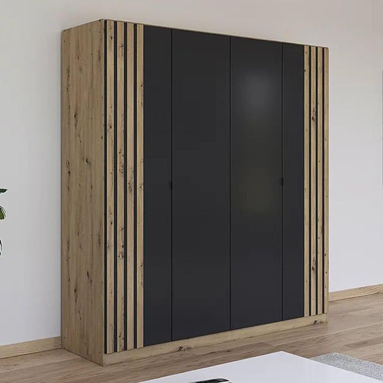 Rauch Genua 181cm 4 Door Wardrobe Type B - Artisan Oak and Metallic Dark Grey