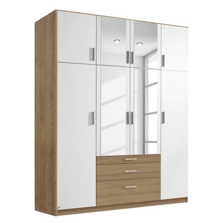 Rauch Hildesheim Extra 181cm 8 Door Combi Wardrobe - Sonoma Oak and Alpine White